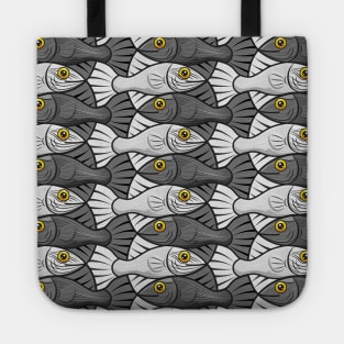 Escher style fish IV black and white Tote