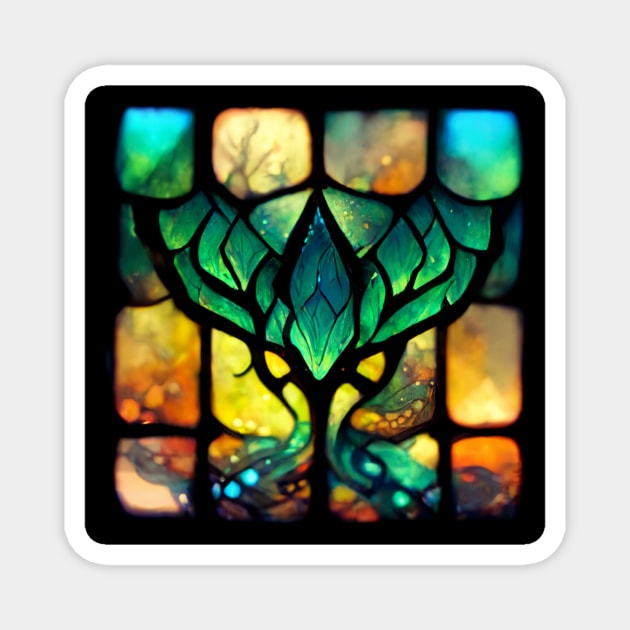 Elvish stained glass goblet Magnet by DuncanStar