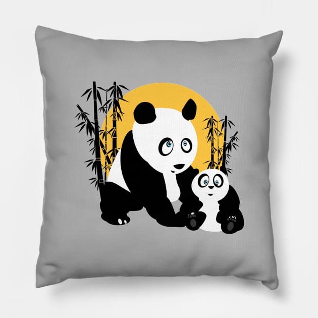 Pandas - Father & Son Pillow by adamzworld