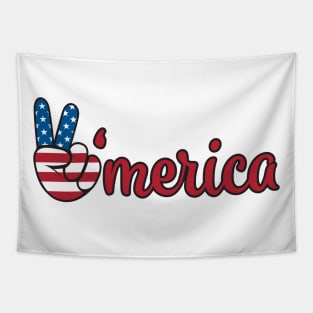 America A’merica peace with handsign Tapestry