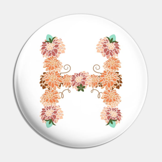 Letter H Floral Pin by CTstudio