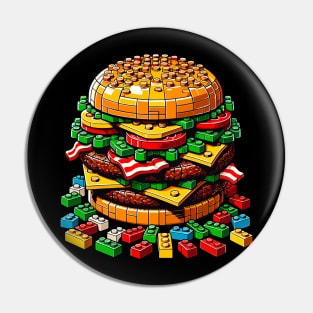 Funny "Brick Burger Feast" Master Block Building Toy Pin