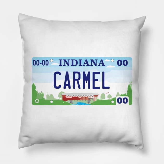 Carmel Indiana License Plate Pillow by zsonn