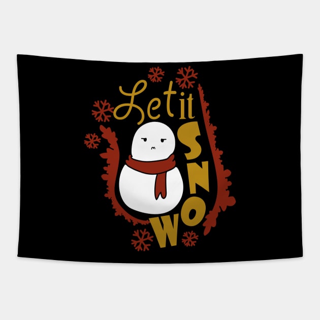 Let It Snow Moody Snowman Tapestry by Day81