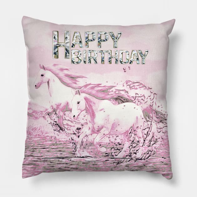 Angelic Horses Birthday Greeting Pillow by KC Morcom aka KCM Gems n Bling aka KCM Inspirations