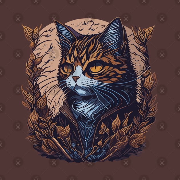 orange cat autumn by DesignVerseAlchemy