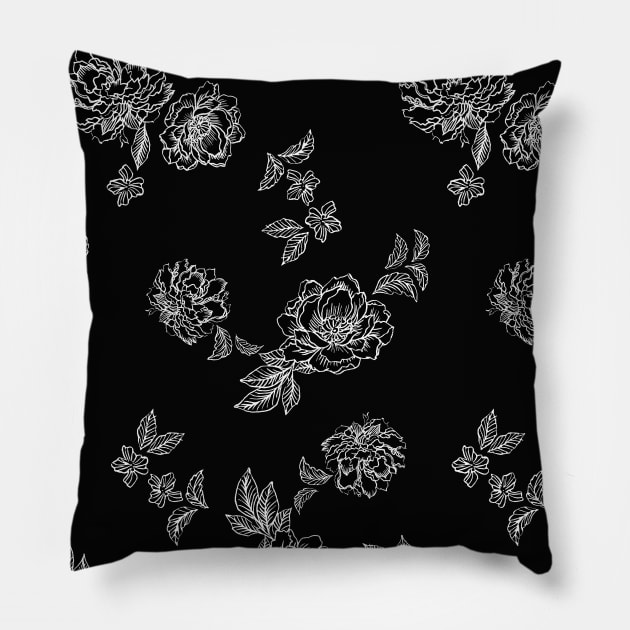 Peony Flowers Pattern Pillow by VeRaWoNg