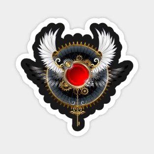 Red Banner with White Wings ( Steampunk wings ) Magnet