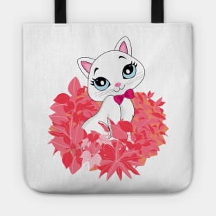 Cat and rose leaves! Tote