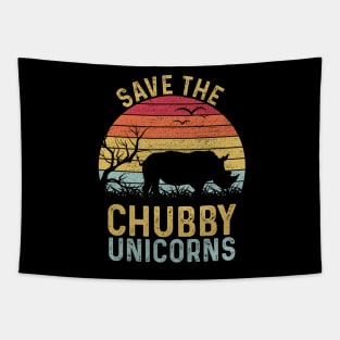 Save The Chubby Unicorns Vintage Funny Rhino Tapestry