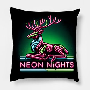 Neon Nights Reindeer Pillow