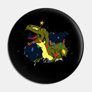 Late T-Rex Dino Trex Funnx Christmas Pin