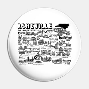 Asheville Map Art Pin