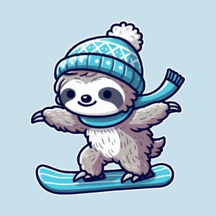 Cute sloth Snowboarding T-Shirt