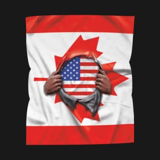 USA Flag Canadian Flag Ripped - Gift for Canadian From USA T-Shirt