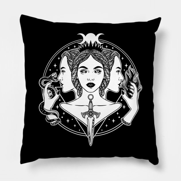 Hecate triple goddess Pillow by OccultOmaStore