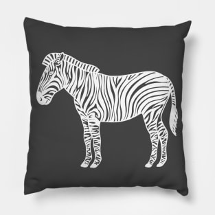 Zebra Ink Art - cool African animal design - on dark grey Pillow