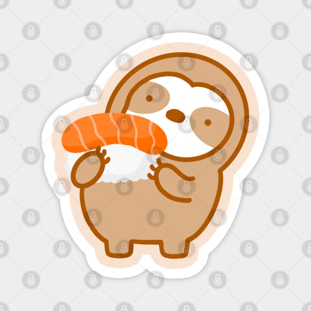 Cute Salmon Sushi Sloth Magnet by theslothinme