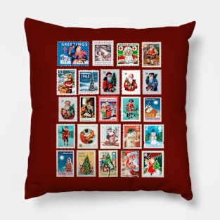 Christmas Commemorative Postage Stamps - Vintage Pillow