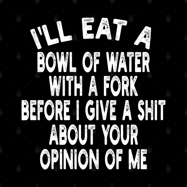 I'll eat a bowl of water with a fork before I give a shit about your opinion of me by mdr design