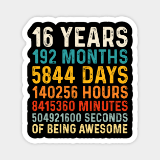 16 Years old of Being Awesome, 16th Birthday Gift Vintage Magnet