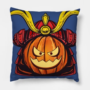 Samurai Pumpkin Funny Halloween Pillow