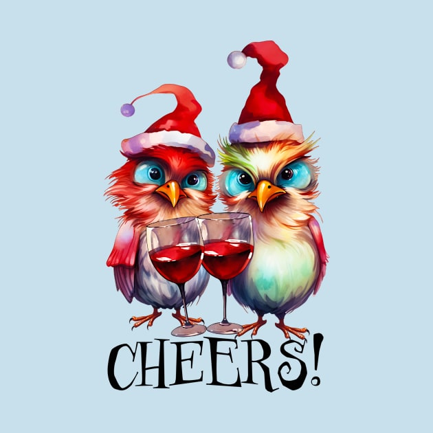 Cheers Funny Christmas Print by Designs by Ira