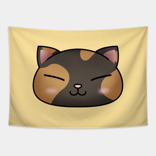 Cute Tortoiseshell Cat Face Tapestry by Takeda_Art