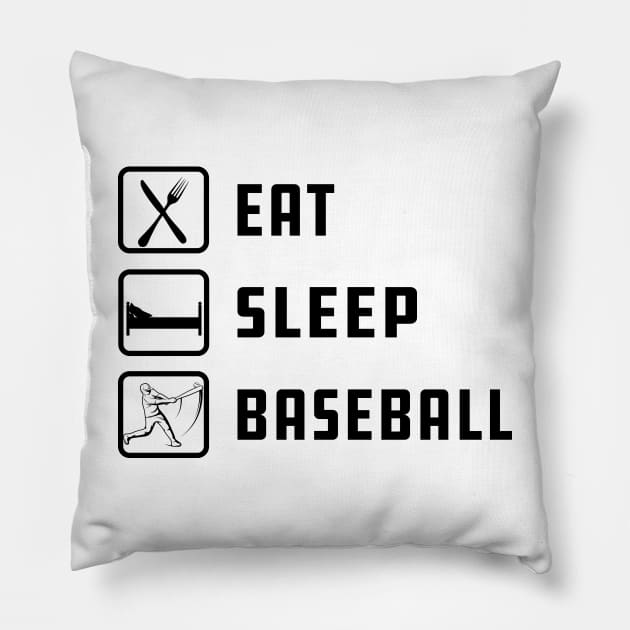 Baseball - Eat Sleep Baseball Pillow by KC Happy Shop