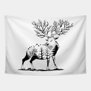 deer with forest background Tapestry