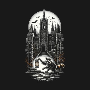 Raccoon Guardian of the Gothic Cathedral T-Shirt