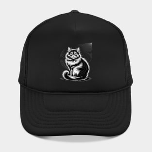 Line Art British Longhair Cat Straight Hat