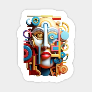 Abstract Cubist Face Shapes Magnet