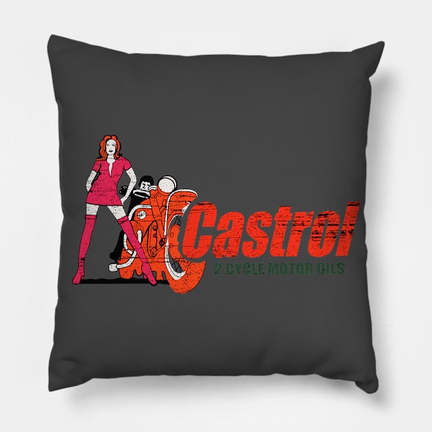 Vintage Castrol Motorcycle Oil decal by MotorManiac Pillow by MotorManiac