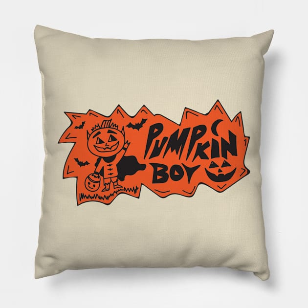 Pumpkin Boy Pillow by Space Cadet Art