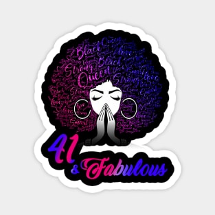 41 & Fabulous Afro Hair Black Women 41st Birthday Magnet