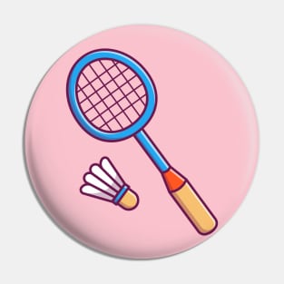 Racket And Shuttlecock Cartoon Pin