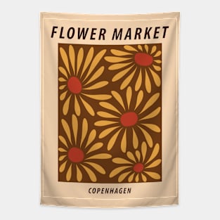 Flower market print, Autumn flowers art, Copenhagen, Posters aesthetic, Cottagecore decor, Floral print, Retro Tapestry