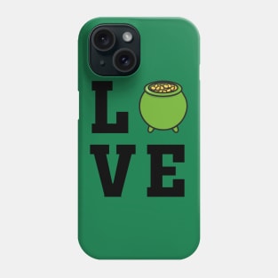 Love Black Pot of Gold Saint Patricks Day Drawing Phone Case