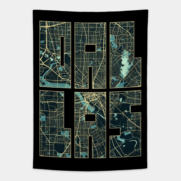 Dallas, Texas, USA City Map Typography - Summer Tapestry by deMAP Studio