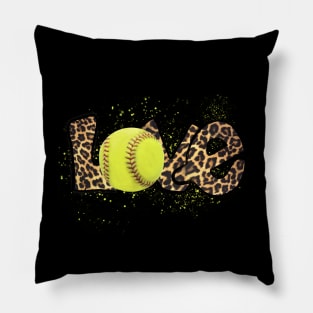 Love Softball Cheetah Background Design Pillow