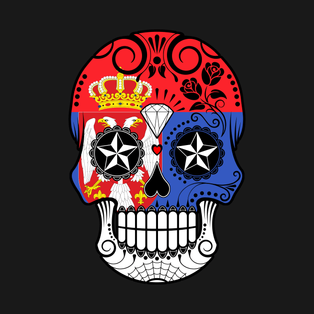 Serbian Flag Sugar Skull with Roses by jeffbartels