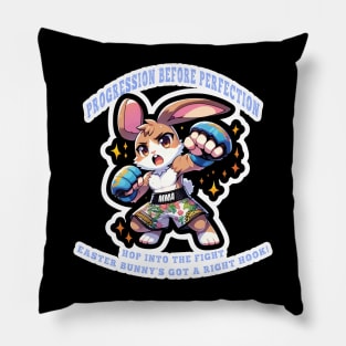 Easter Bunny MMA Fighter T-Shirt - Hop into the Fight - Cute Martial Arts Rabbit Tee - Boxing Bunny - Easter Gift for MMA Fans Pillow