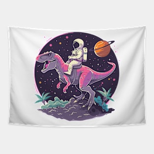 Astronauts riding T-Rex Tapestry