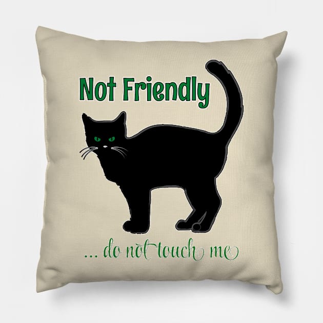 NOT FRIENDLY DO NOT TOUCH ME FUNNY CAT SHIRT, SOCKS, STICKERS, AND MORE Pillow by KathyNoNoise