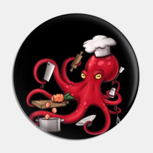 Red Octopus Chef Pin