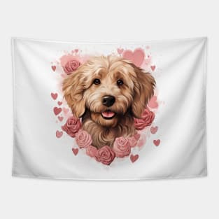 Goldendoodle Dog with hearts Tapestry