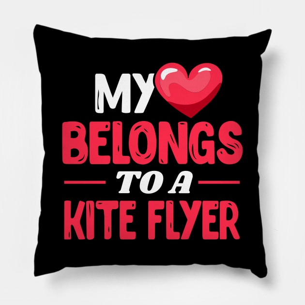 My heart belongs to a kite flyer - Cute Kite Surfing wife gift Pillow by Shirtbubble