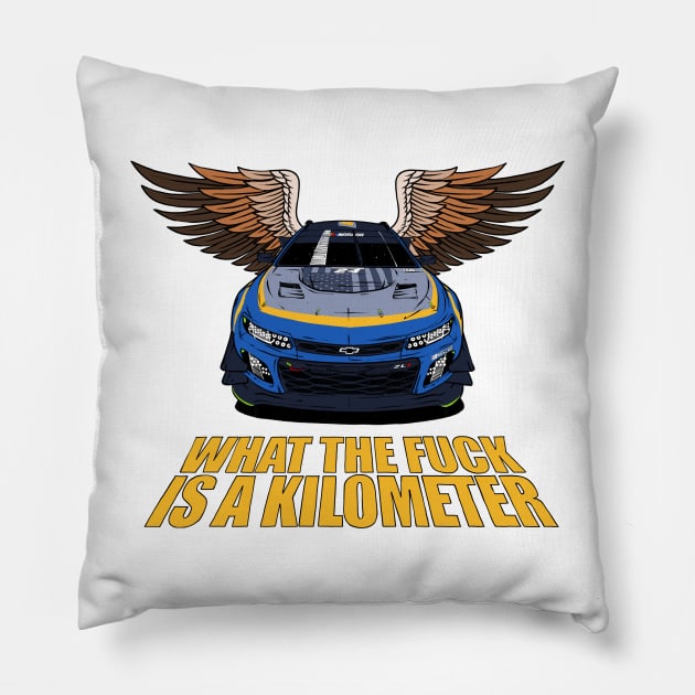 Nascar Camaro WTF is a kilometer ?! Pillow by Camille De Bastiani