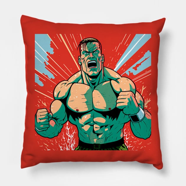 Illustration of a screaming John Cena Pillow by Glapiy